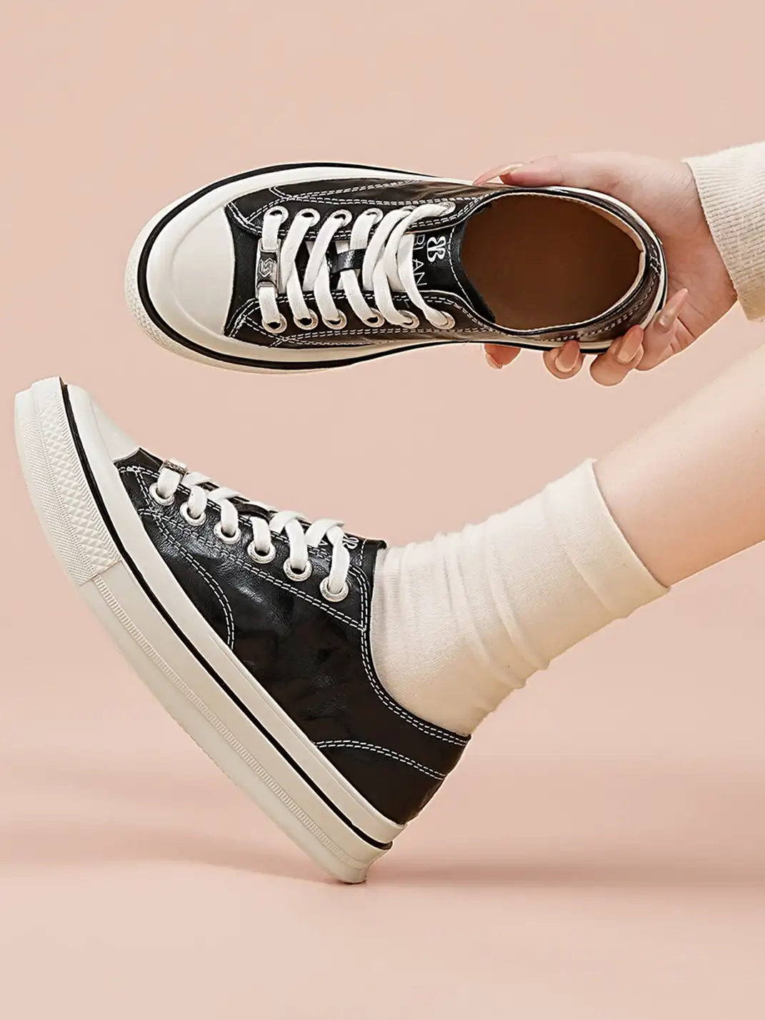 EBLAN | Washed Canvas Platform Sneakers
