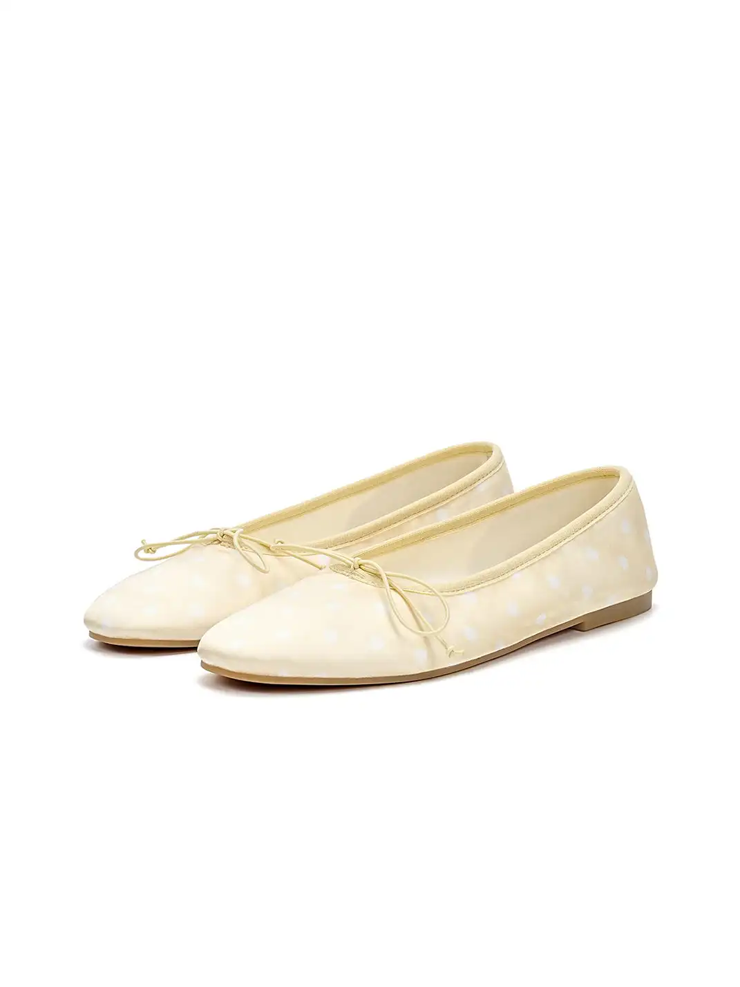 EBLAN | Polka Dot Bow Ballet Flats-Yellow