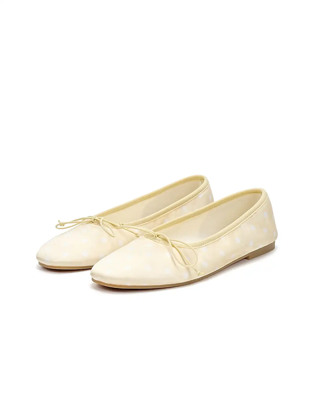 EBLAN | Polka Dot Bow Ballet Flats-Yellow