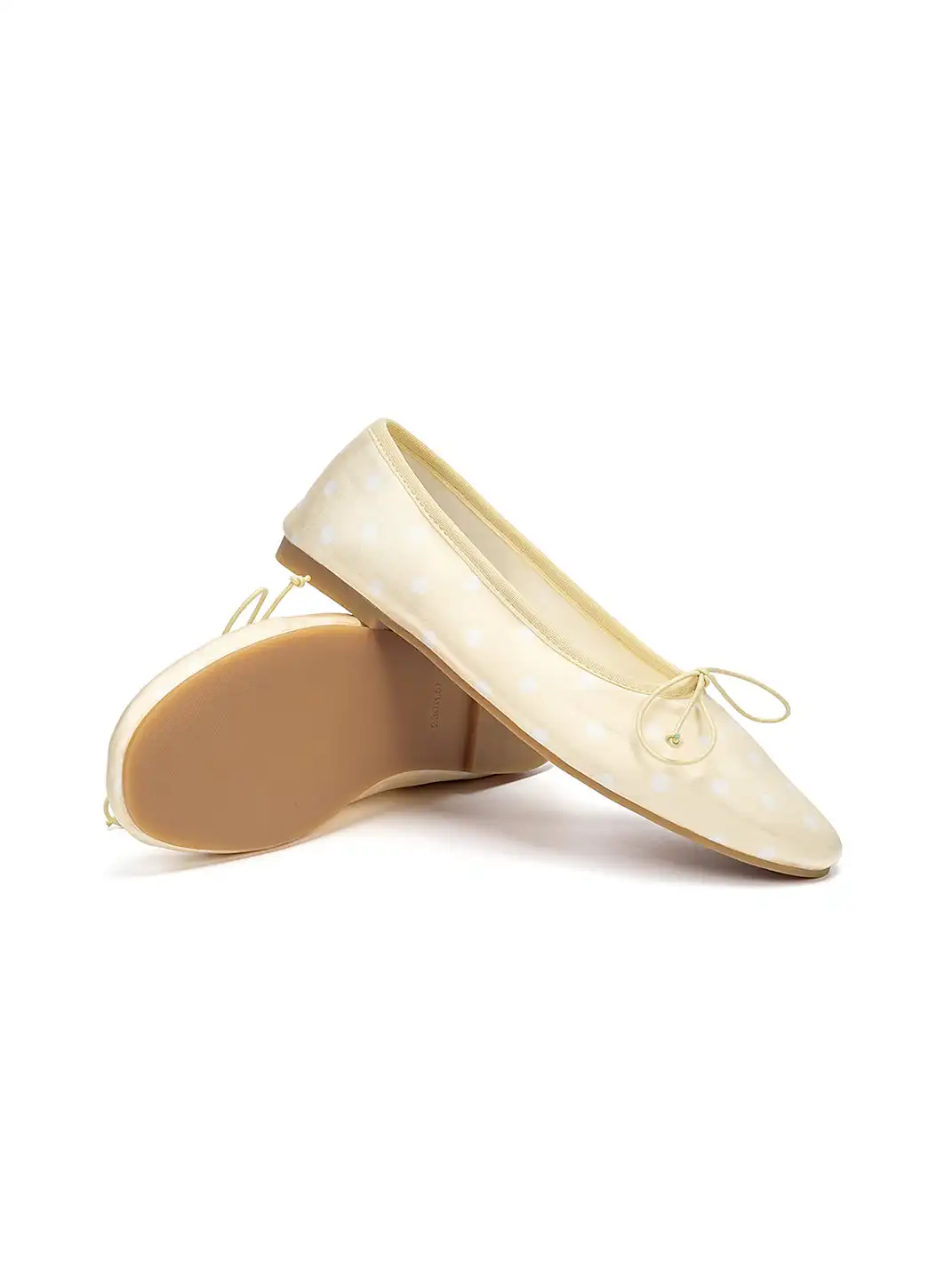 EBLAN | Polka Dot Bow Ballet Flats-Yellow