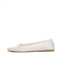 EBLAN | Polka Dot Bow Ballet Flats-White