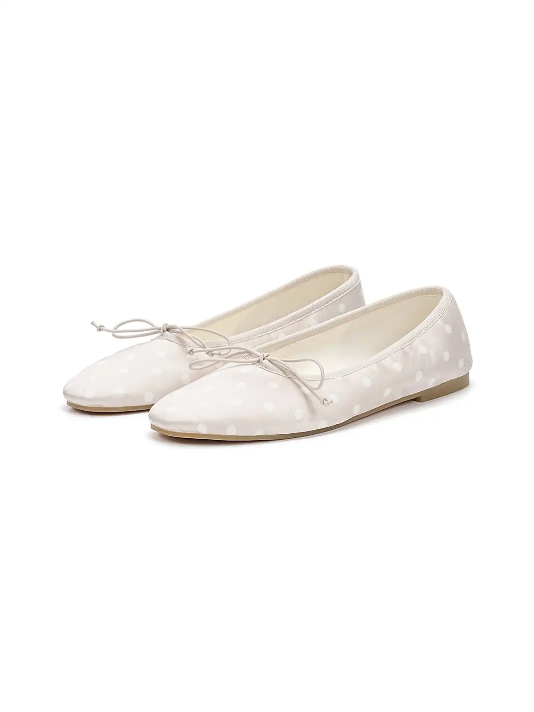 EBLAN | Polka Dot Bow Ballet Flats-White