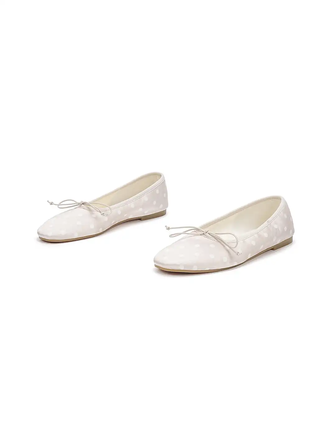 EBLAN | Polka Dot Bow Ballet Flats-White