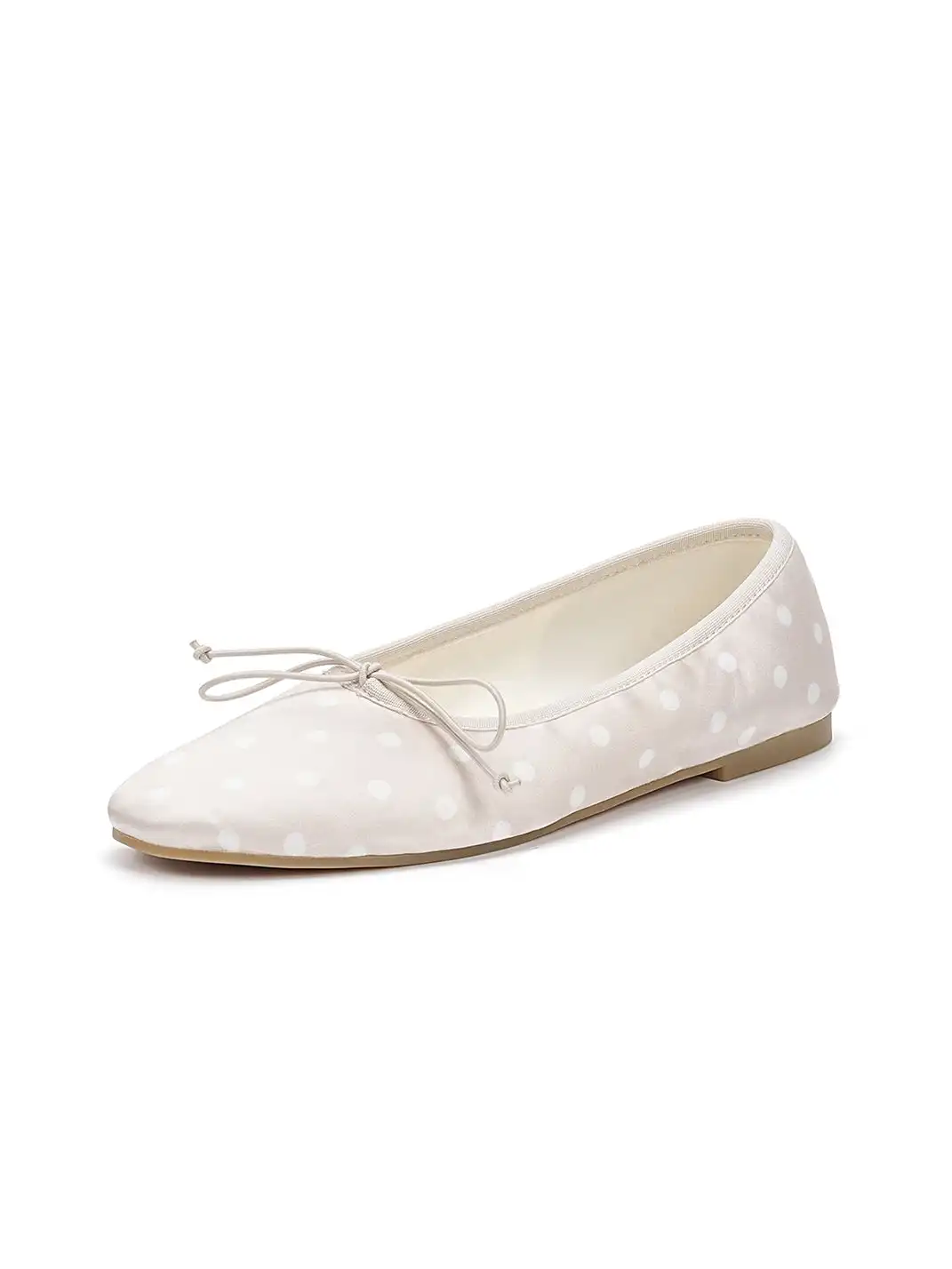 EBLAN | Polka Dot Bow Ballet Flats-White