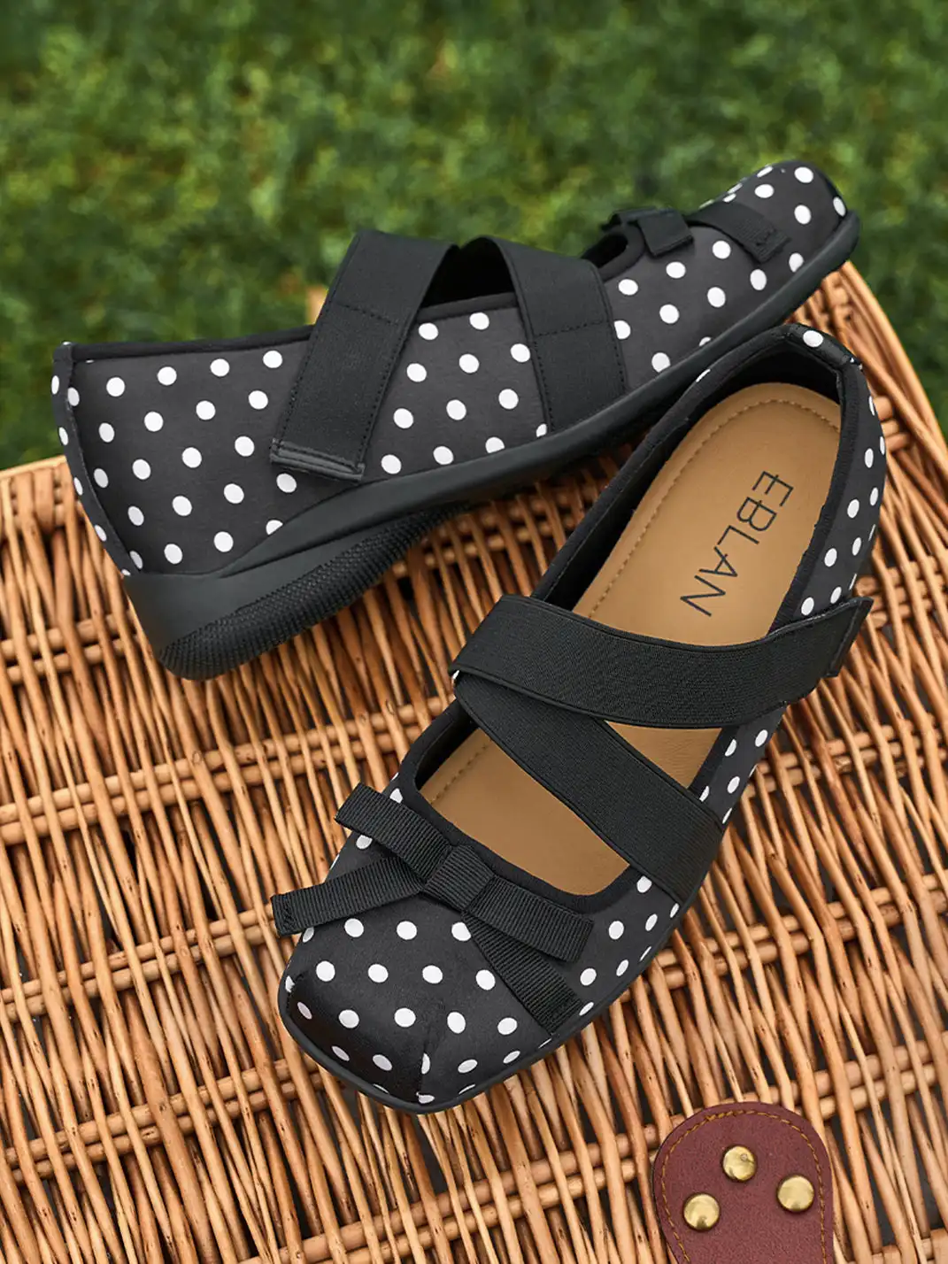 EBLAN | Polka Dot Double Strap Ballet Flats