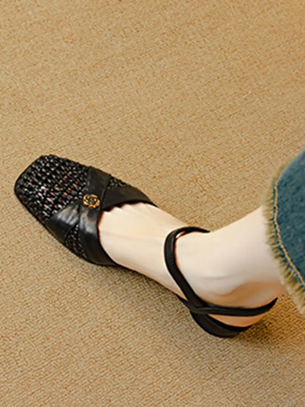 Cnlove Kids | Genuine Leather Woven Hollow Out Closed Toe Sandals