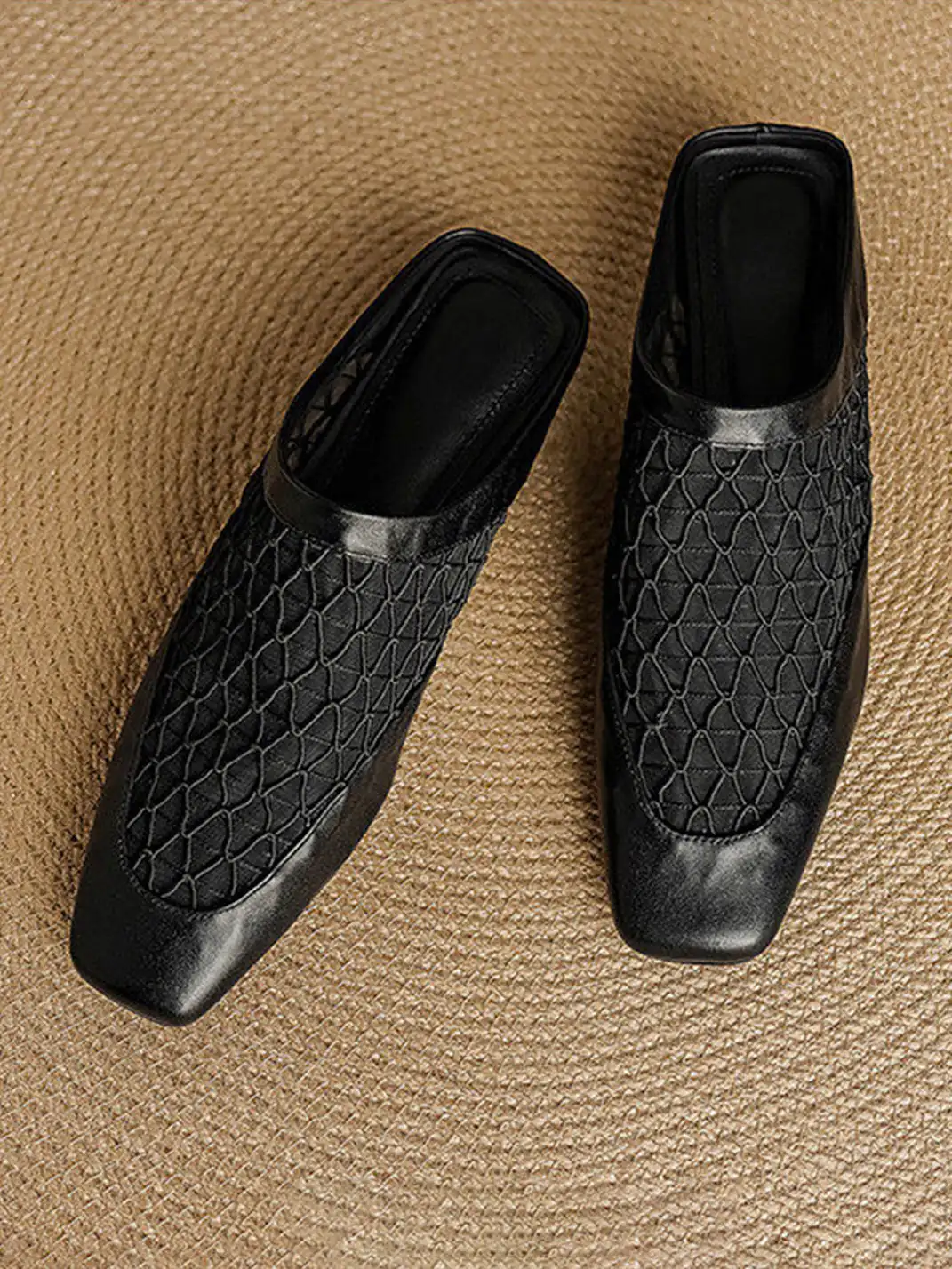 Cnlove Kids | Genuine Leather Mesh Hollow Out Closed Toe Mules