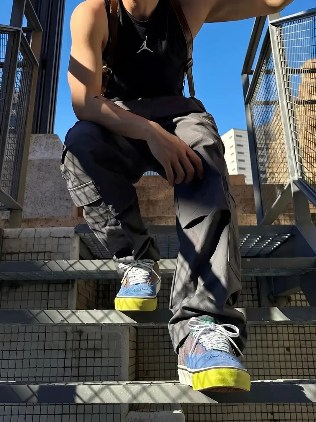 TKCK | Retro Blue & Brown Color Block Sneakers