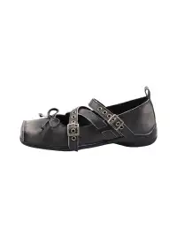 MR Deer | Retro Bow Cross Strap Ballet Flats