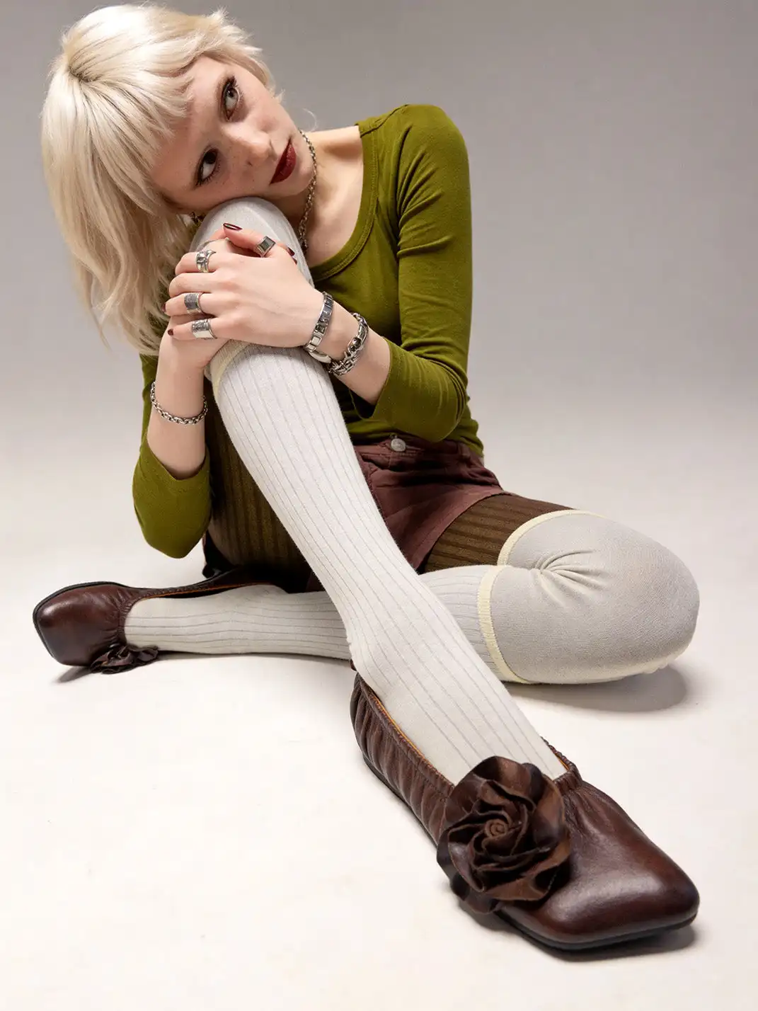 Artmu | Genuine Leather Handmade Flower Flat Shoes