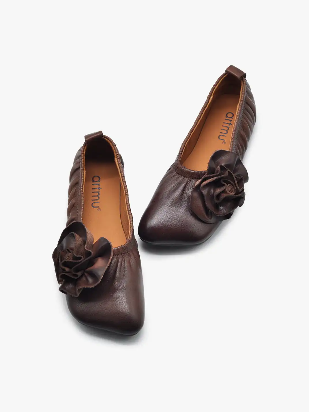 Artmu | Genuine Leather Handmade Flower Flat Shoes