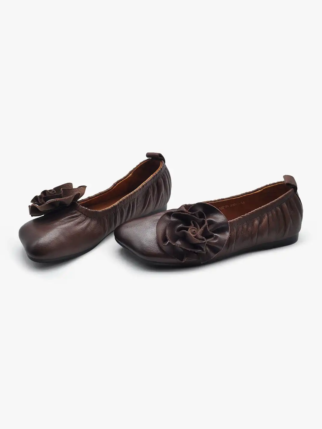 Artmu | Genuine Leather Handmade Flower Flat Shoes