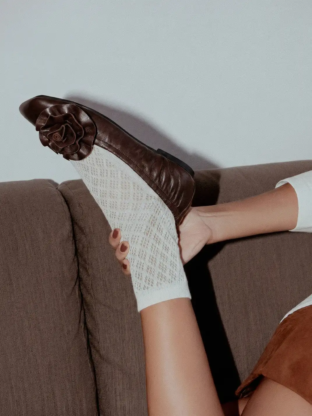 Artmu | Genuine Leather Handmade Flower Flat Shoes