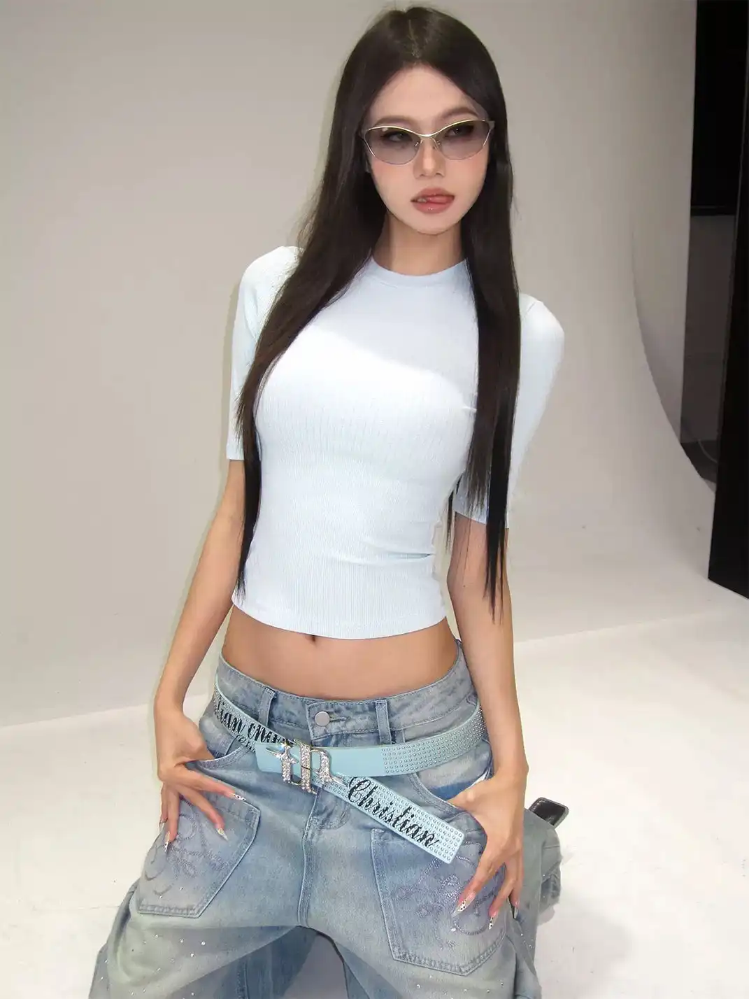 CCUP SPACE | Ribbed Cropped Half Sleeve T-Shirt