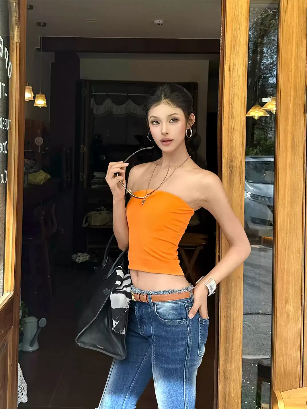 CCUP SPACE | Slim Fit Orange Bandeau Vest