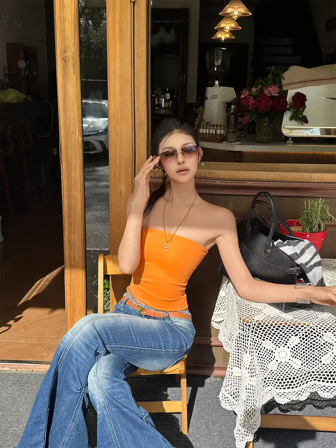 CCUP SPACE | Slim Fit Orange Bandeau Vest