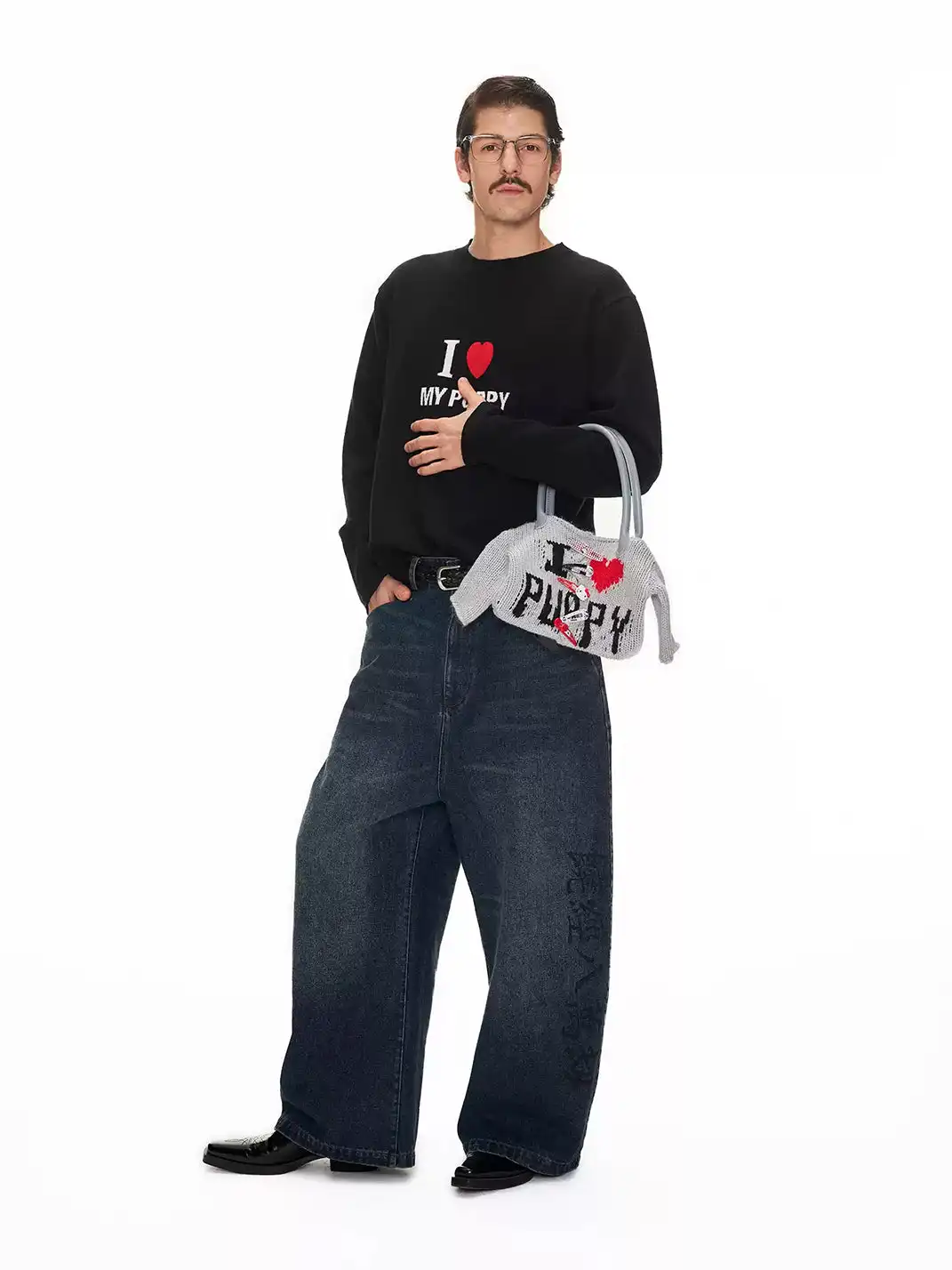ANTERIOR LOVED | "I LOVE PUPPY" Letter Knitted Bag