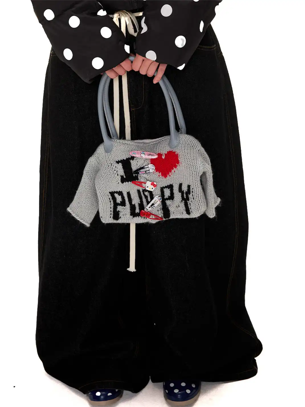 ANTERIOR LOVED | "I LOVE PUPPY" Letter Knitted Bag