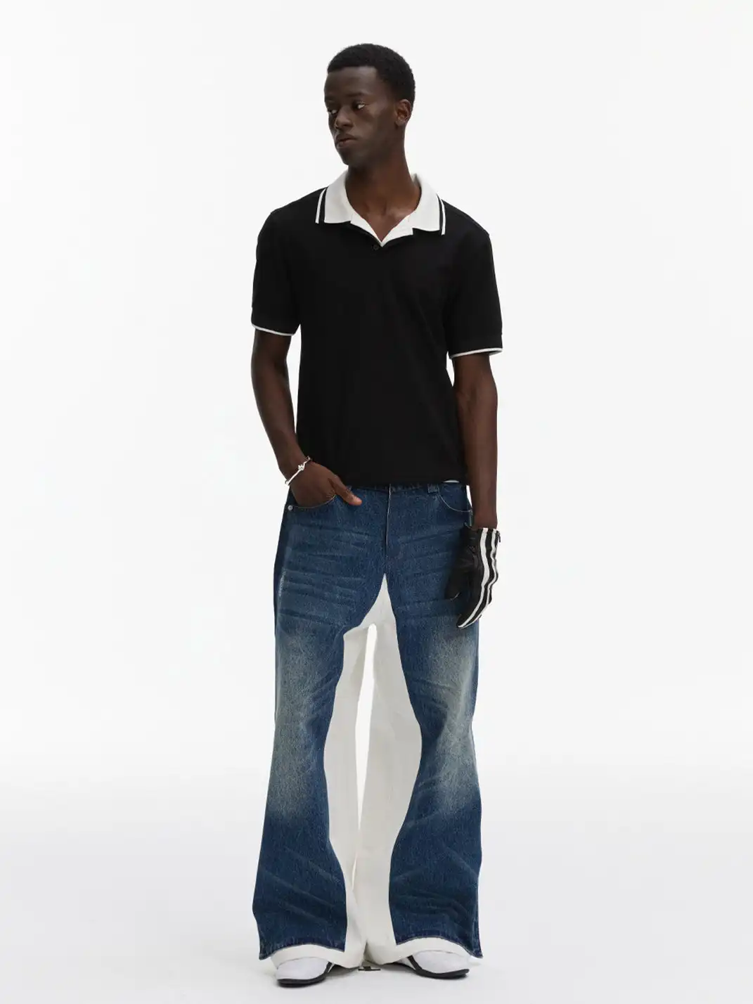 ANTERIOR LOVED | Double-layer Blue Spliced White-base Jeans