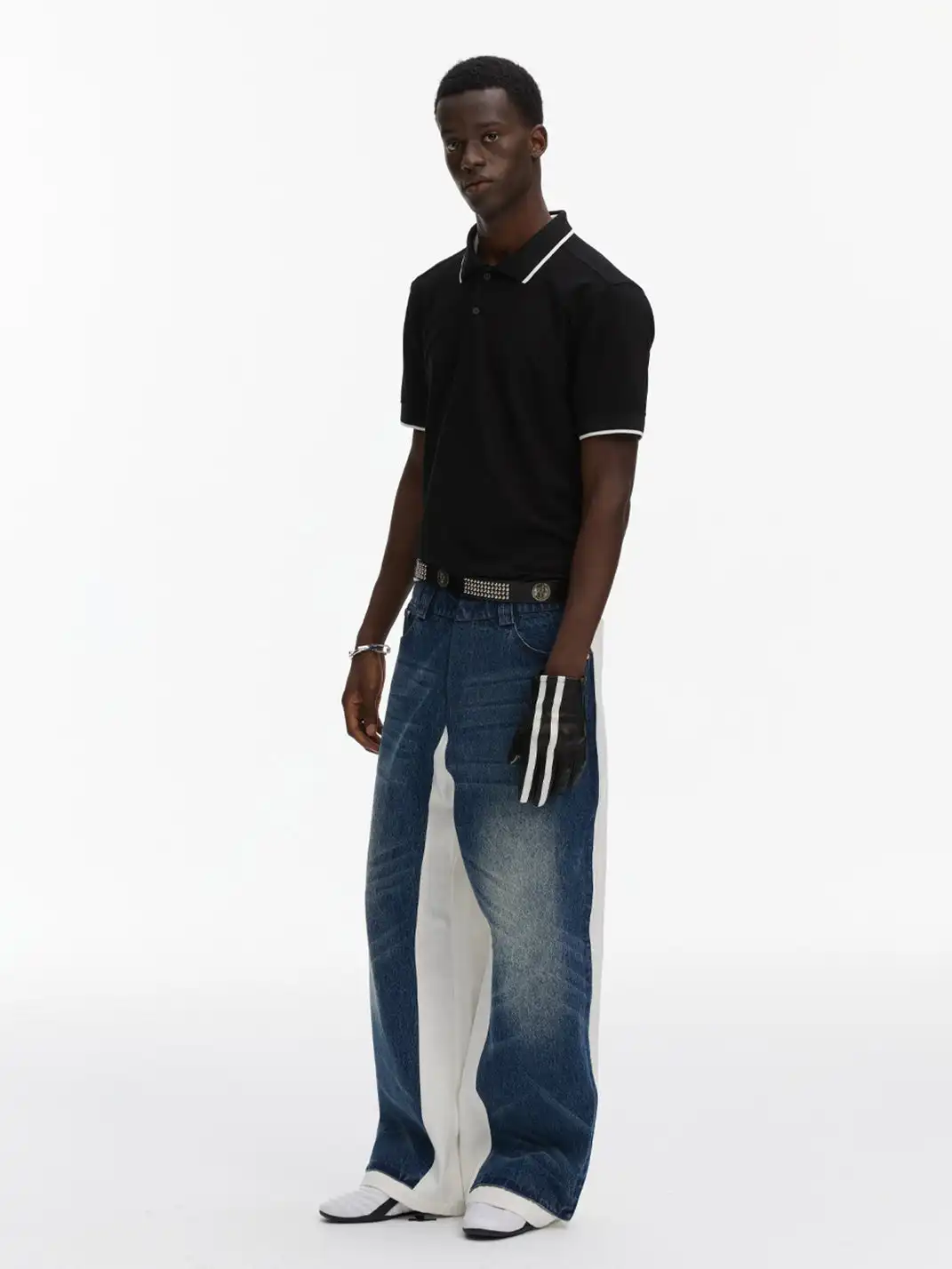 ANTERIOR LOVED | Double-layer Blue Spliced White-base Jeans