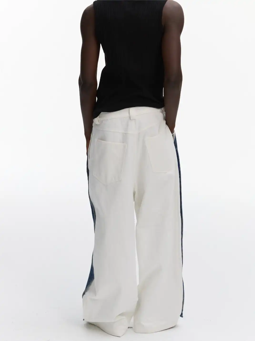 ANTERIOR LOVED | Double-layer Blue Spliced White-base Jeans