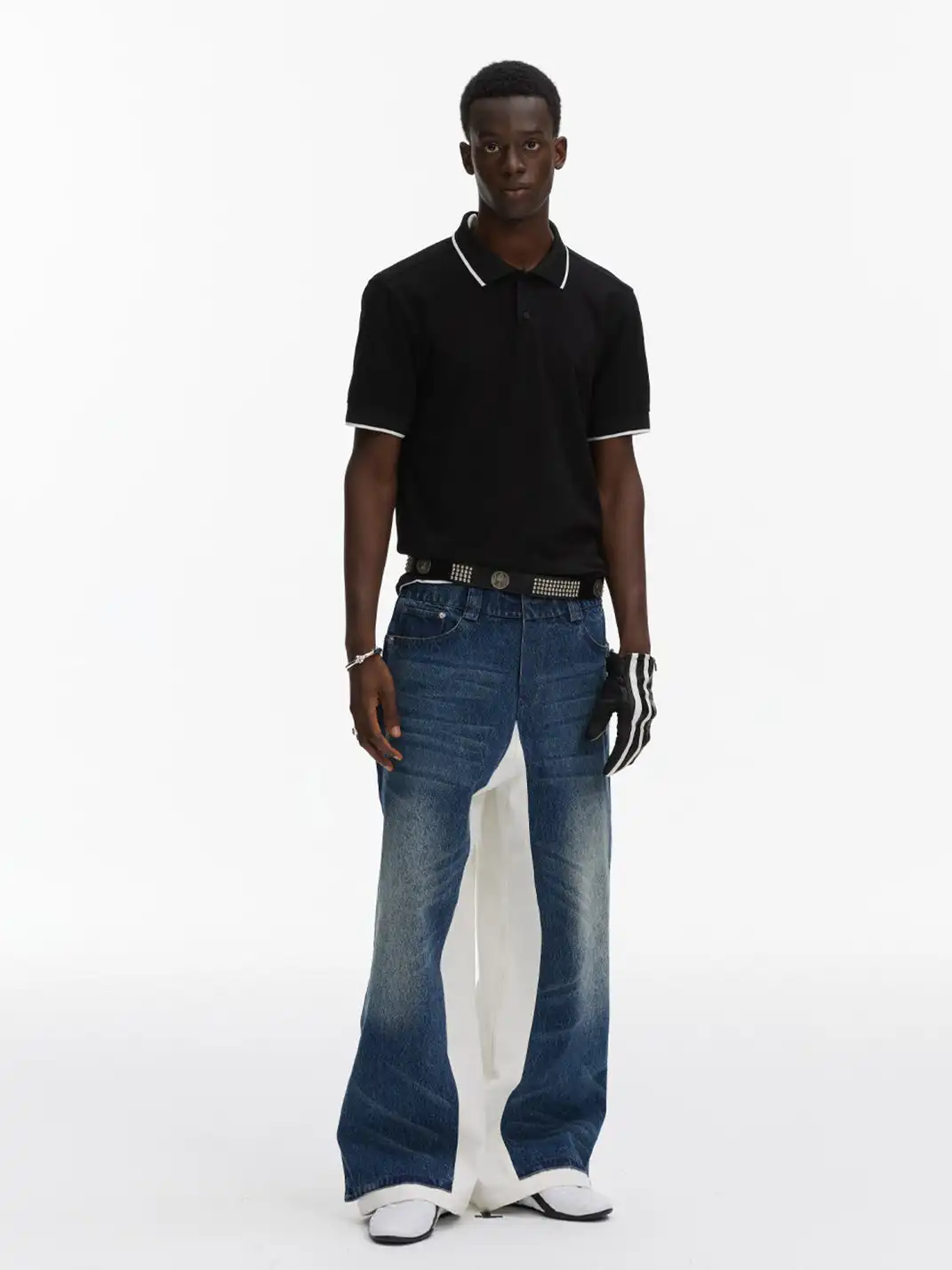 ANTERIOR LOVED | Double-layer Blue Spliced White-base Jeans