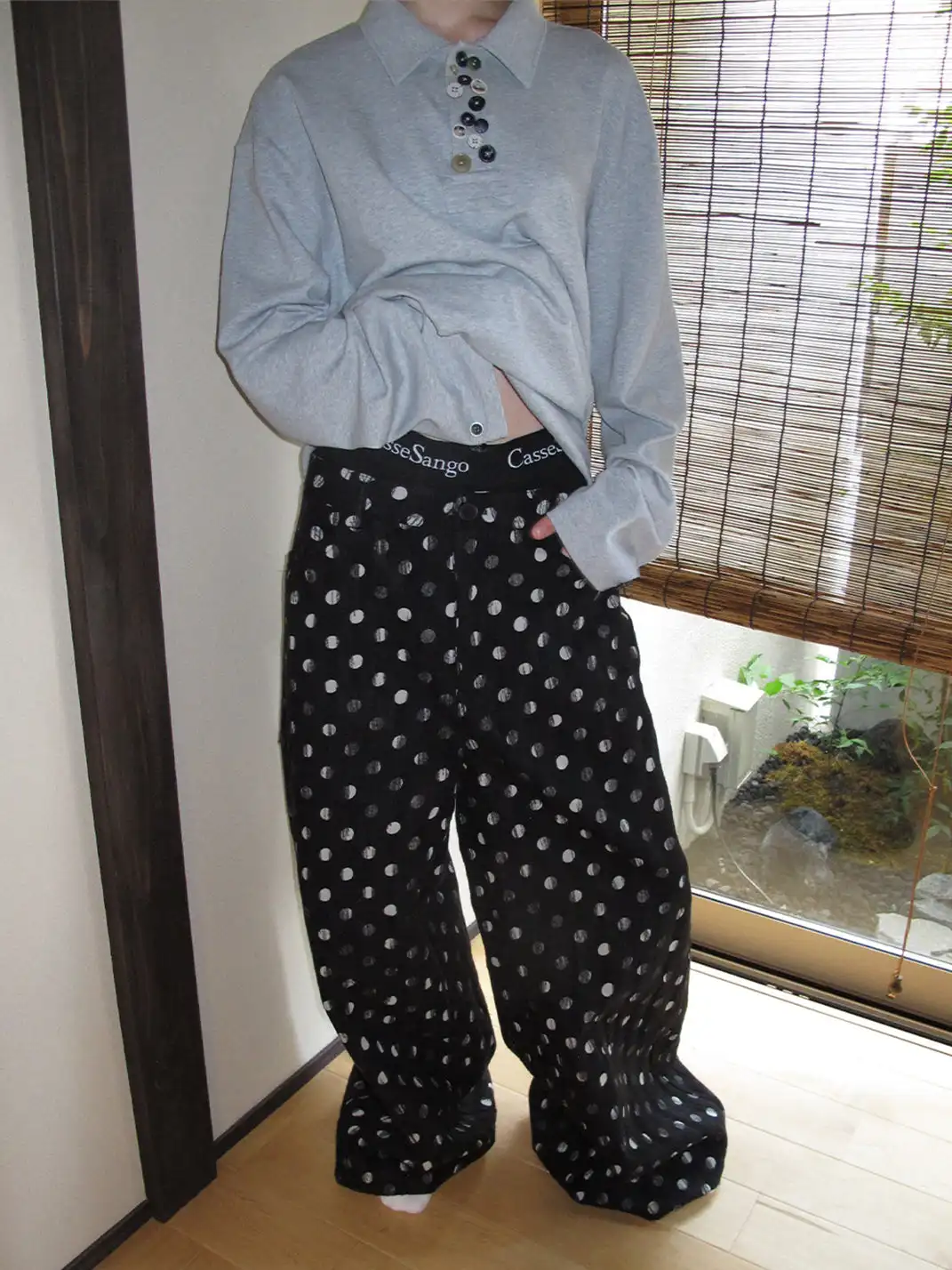 ANTERIOR LOVED | Black Polka Dot Loose Wide-leg Casual Pants