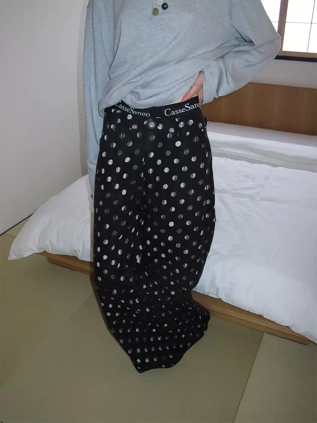 ANTERIOR LOVED | Black Polka Dot Loose Wide-leg Casual Pants