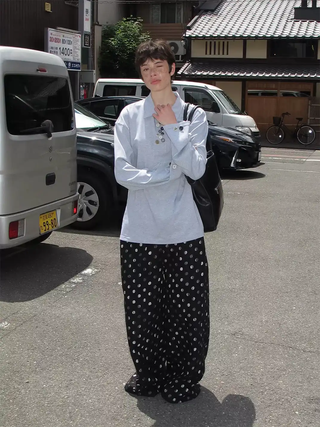 ANTERIOR LOVED | Black Polka Dot Loose Wide-leg Casual Pants