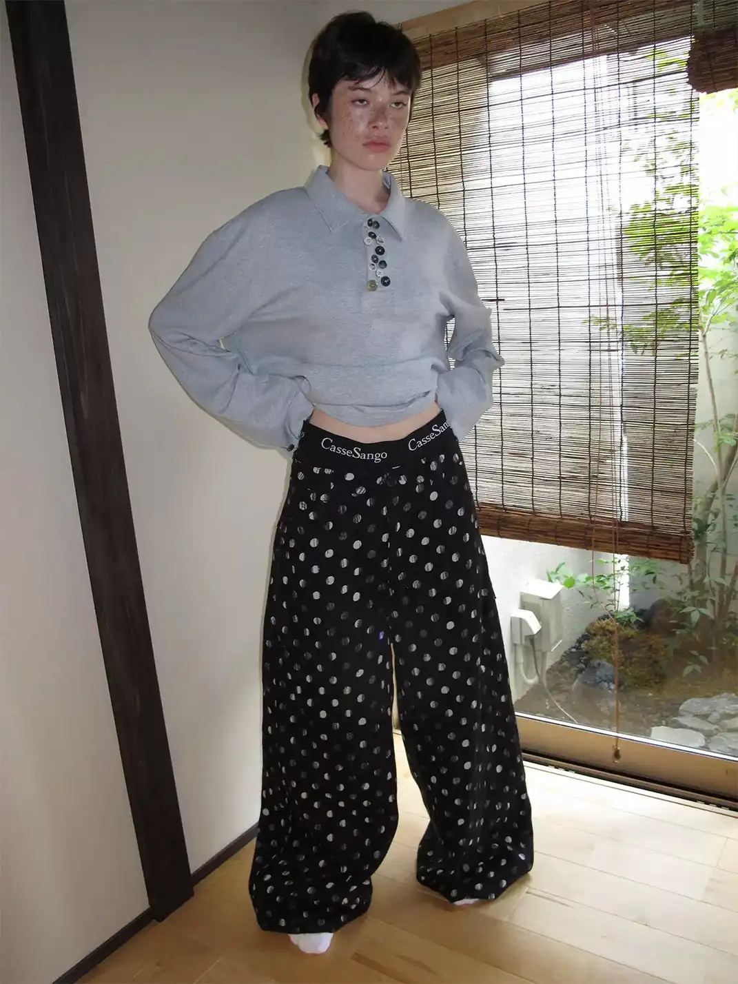 ANTERIOR LOVED | Black Polka Dot Loose Wide-leg Casual Pants