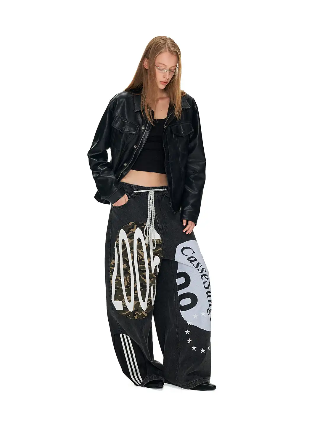 ANTERIOR LOVED | Deconstructed Graffiti Patchwork Curved Jeans