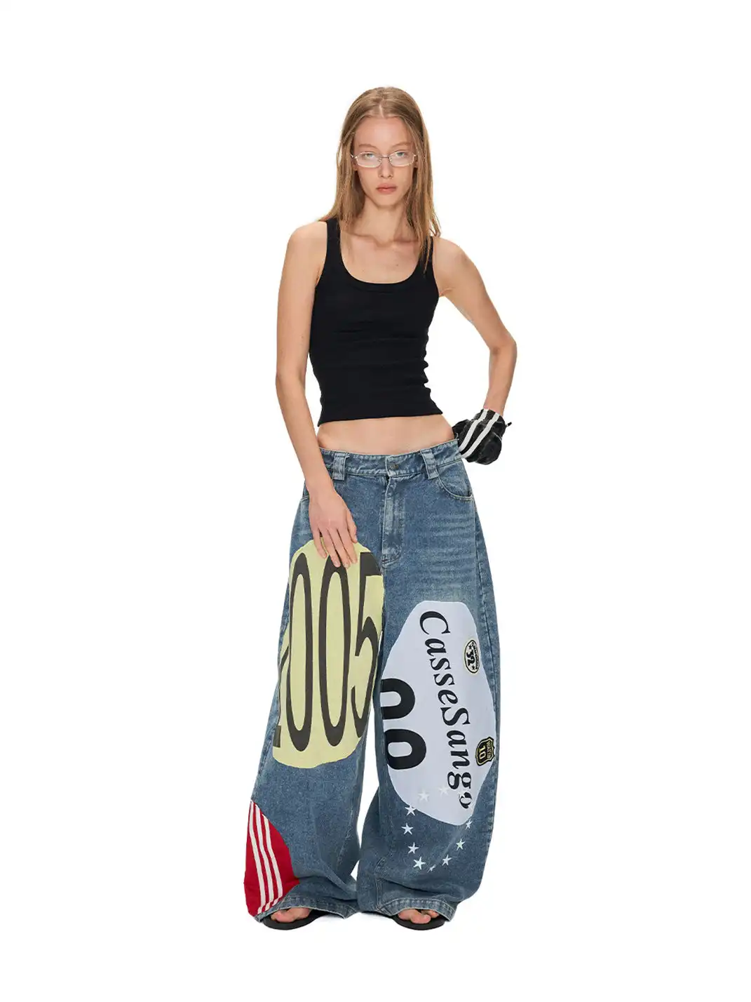 ANTERIOR LOVED | Deconstructed Graffiti Patchwork Curved Jeans