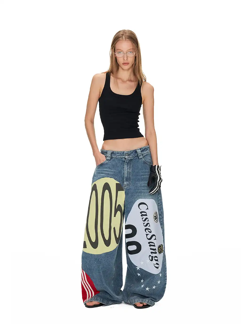 ANTERIOR LOVED | Deconstructed Graffiti Patchwork Curved Jeans