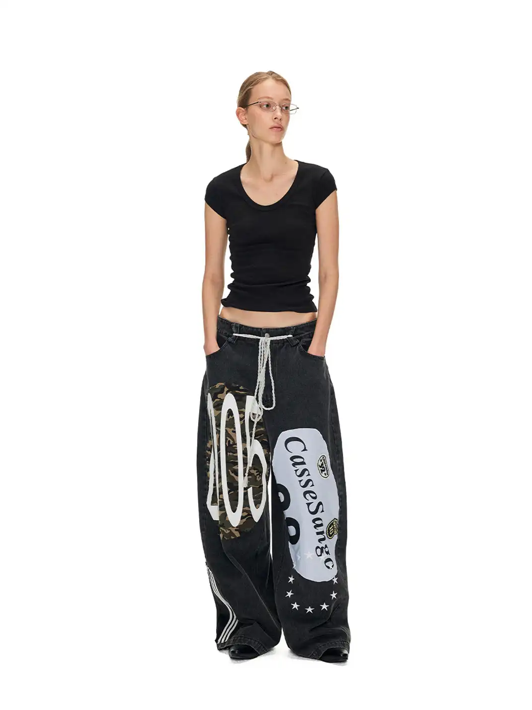 ANTERIOR LOVED | Deconstructed Graffiti Patchwork Curved Jeans