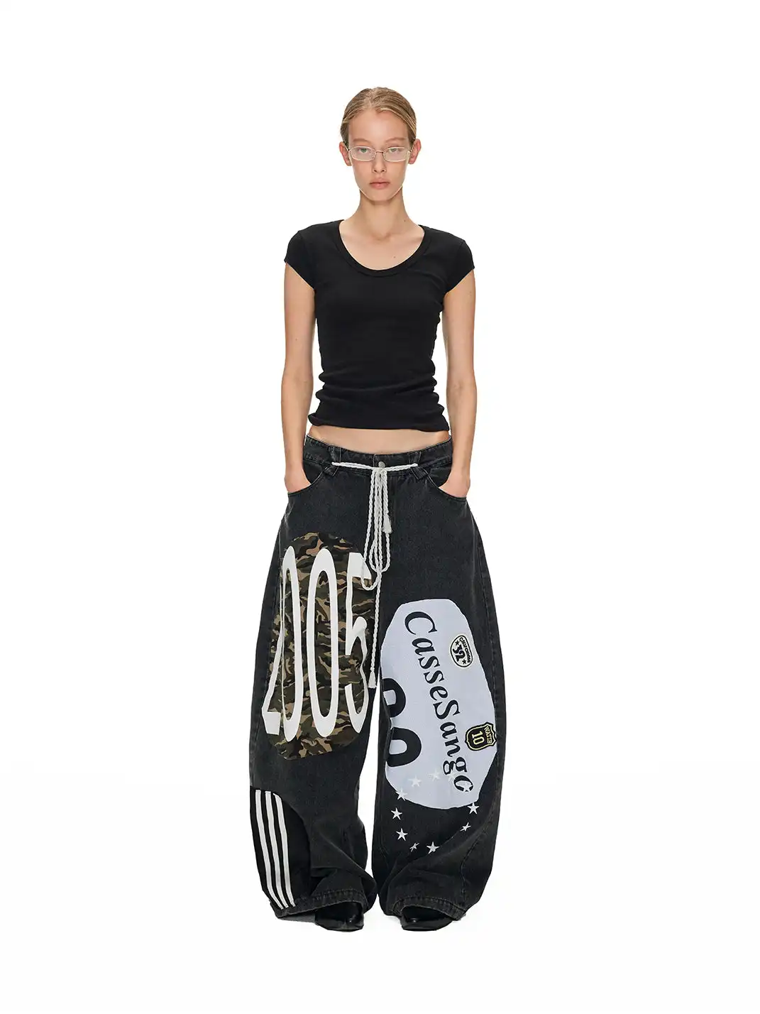 ANTERIOR LOVED | Deconstructed Graffiti Patchwork Curved Jeans