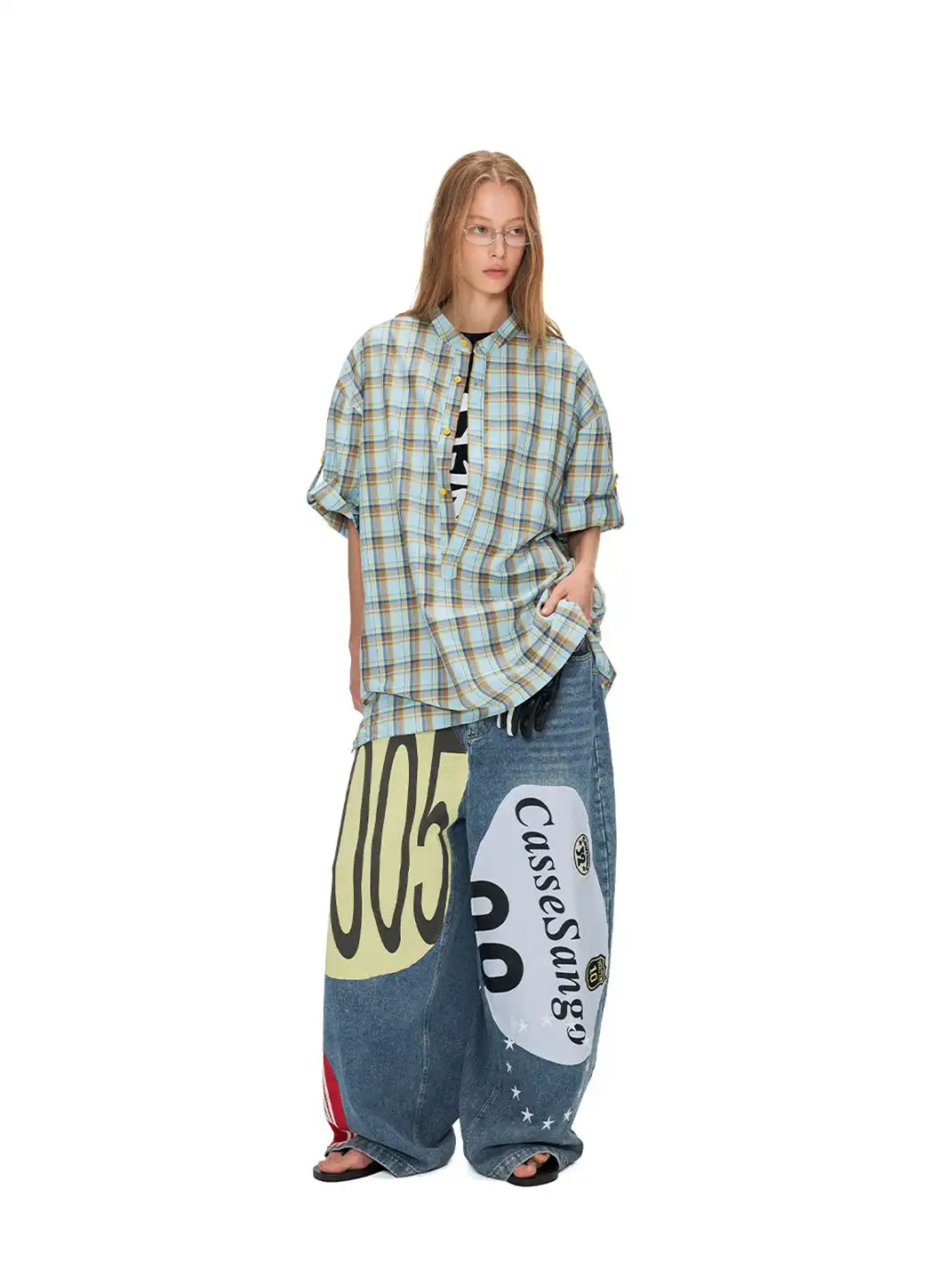 ANTERIOR LOVED | Blue And Yellow Plaid Polo Short Sleeve Shirt