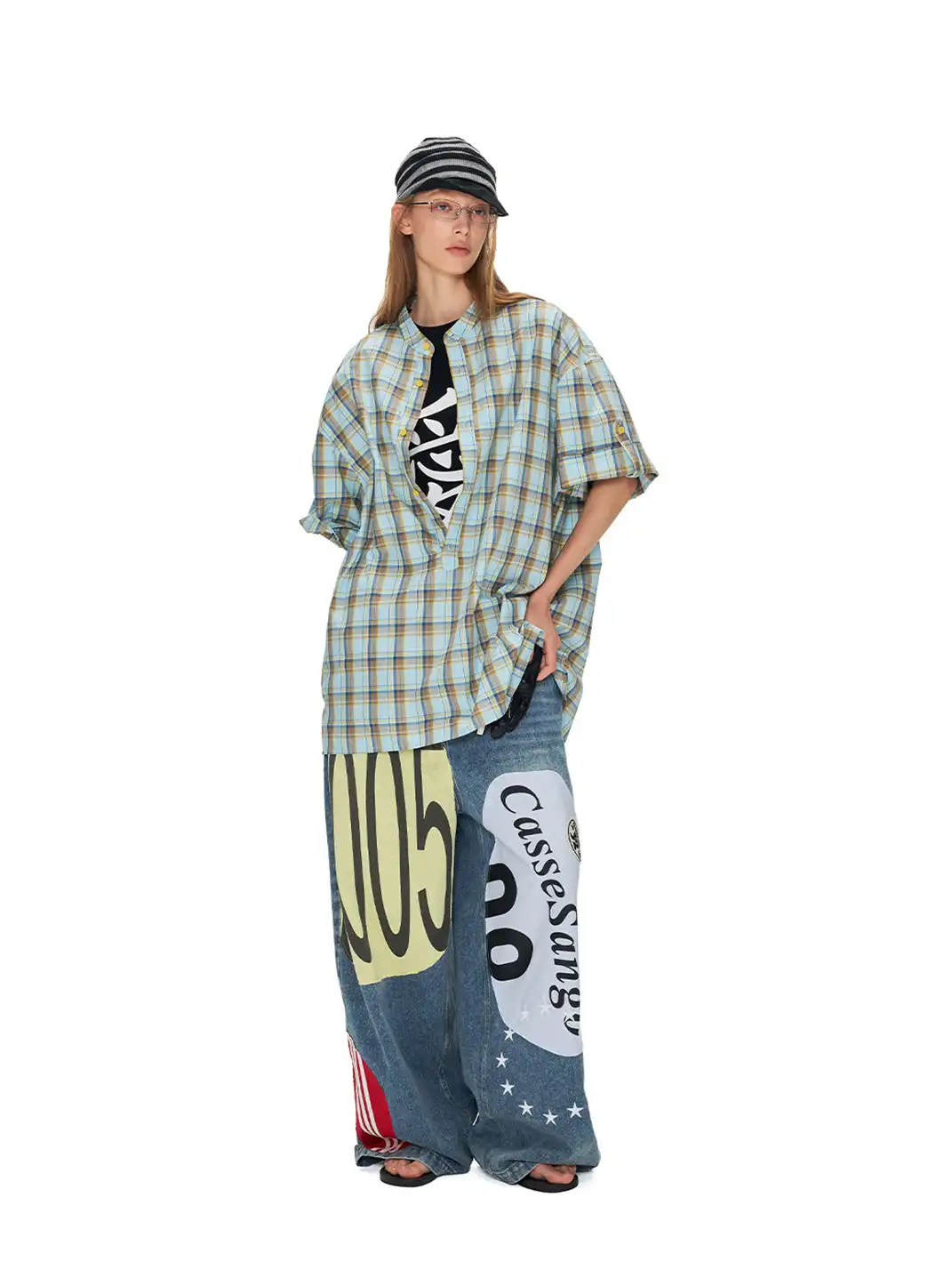 ANTERIOR LOVED | Blue And Yellow Plaid Polo Short Sleeve Shirt