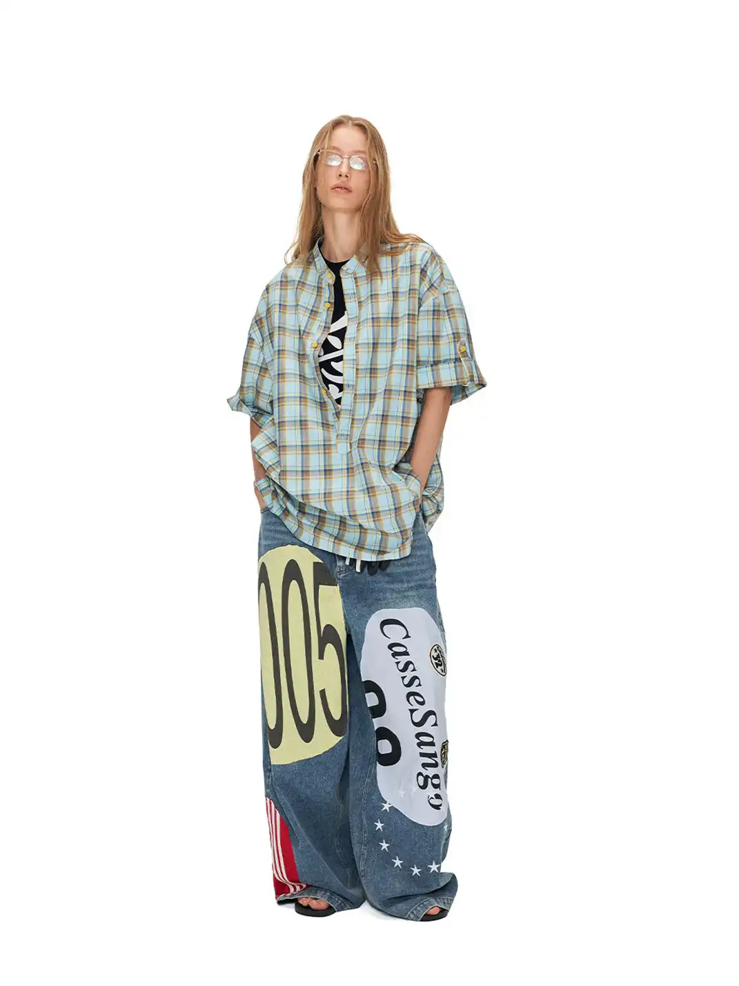 ANTERIOR LOVED | Blue And Yellow Plaid Polo Short Sleeve Shirt