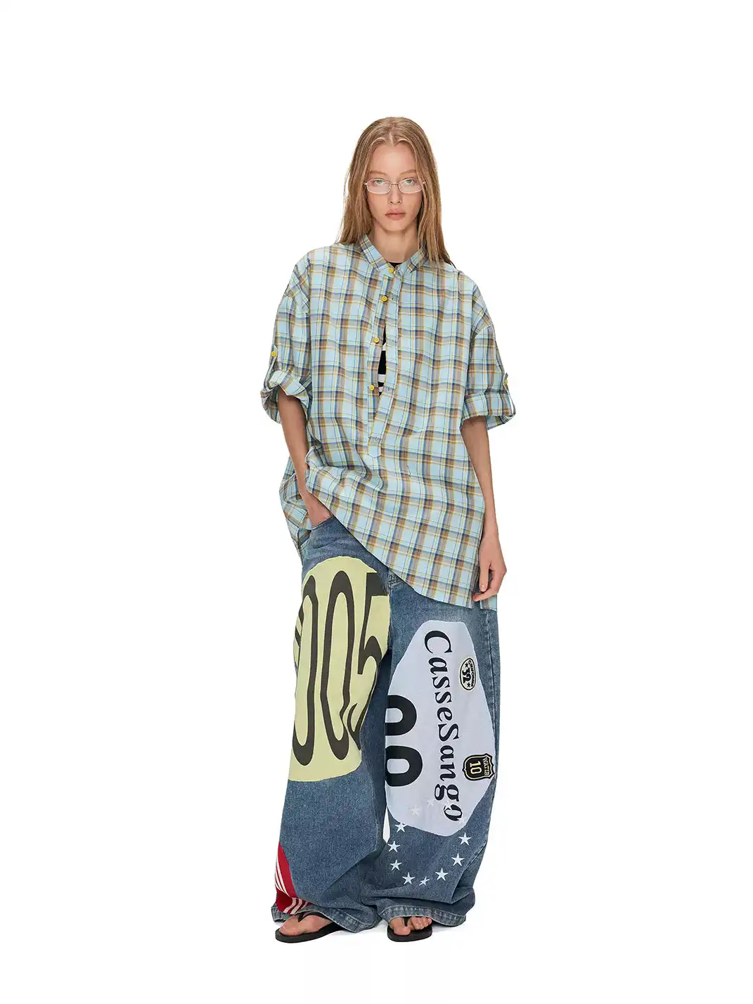 ANTERIOR LOVED | Blue And Yellow Plaid Polo Short Sleeve Shirt