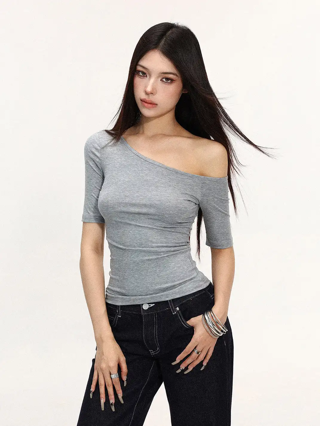 BIGGOLD | Off-Shoulder Versatile Short Sleeve T-Shirt