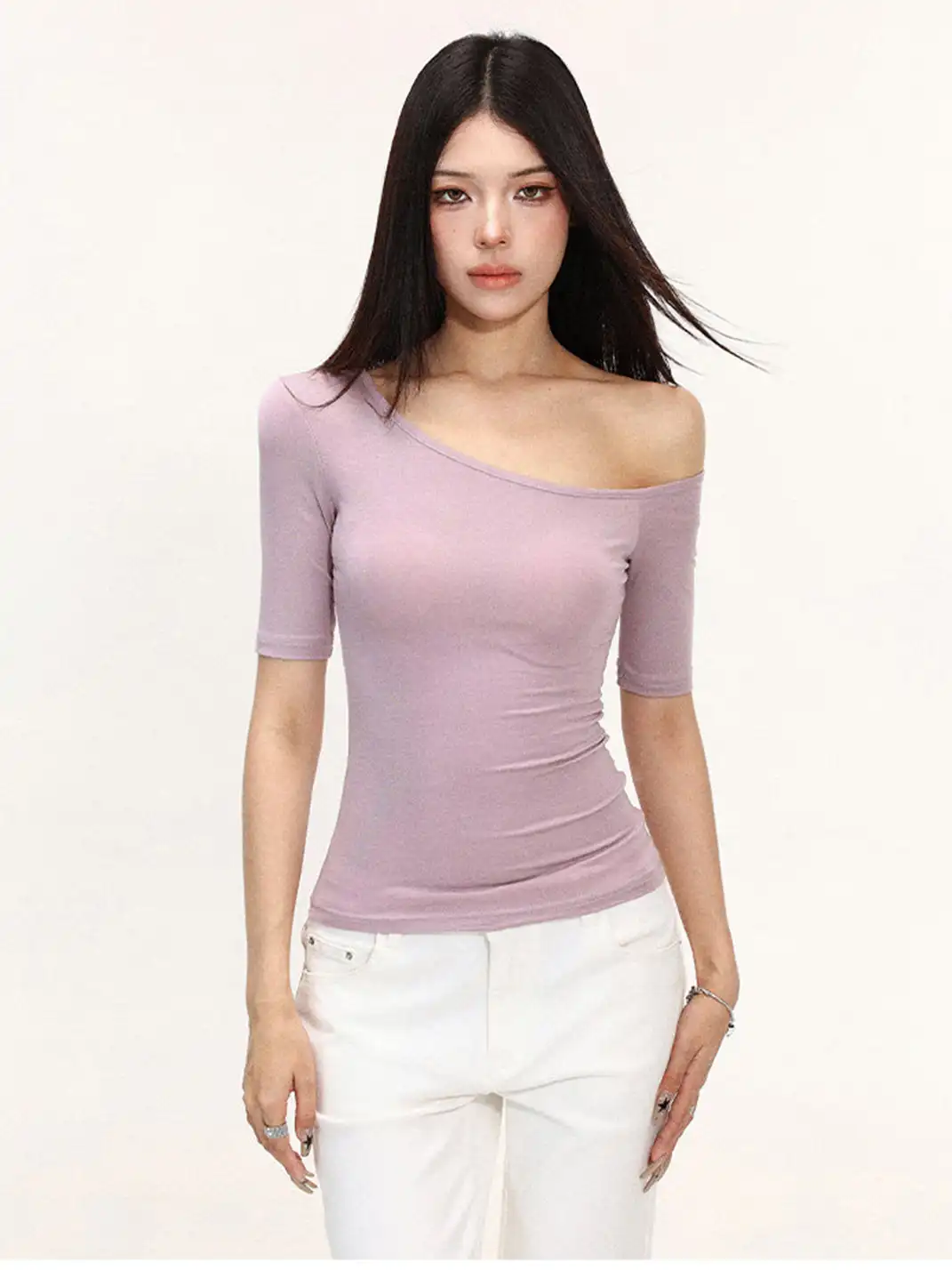 BIGGOLD | Off-Shoulder Versatile Short Sleeve T-Shirt
