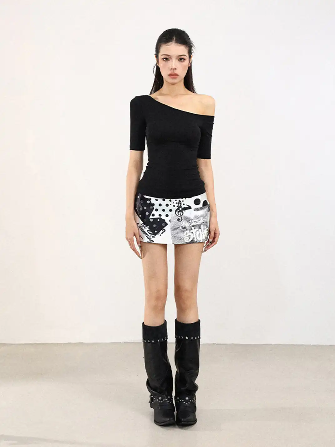 BIGGOLD | Off-Shoulder Versatile Short Sleeve T-Shirt