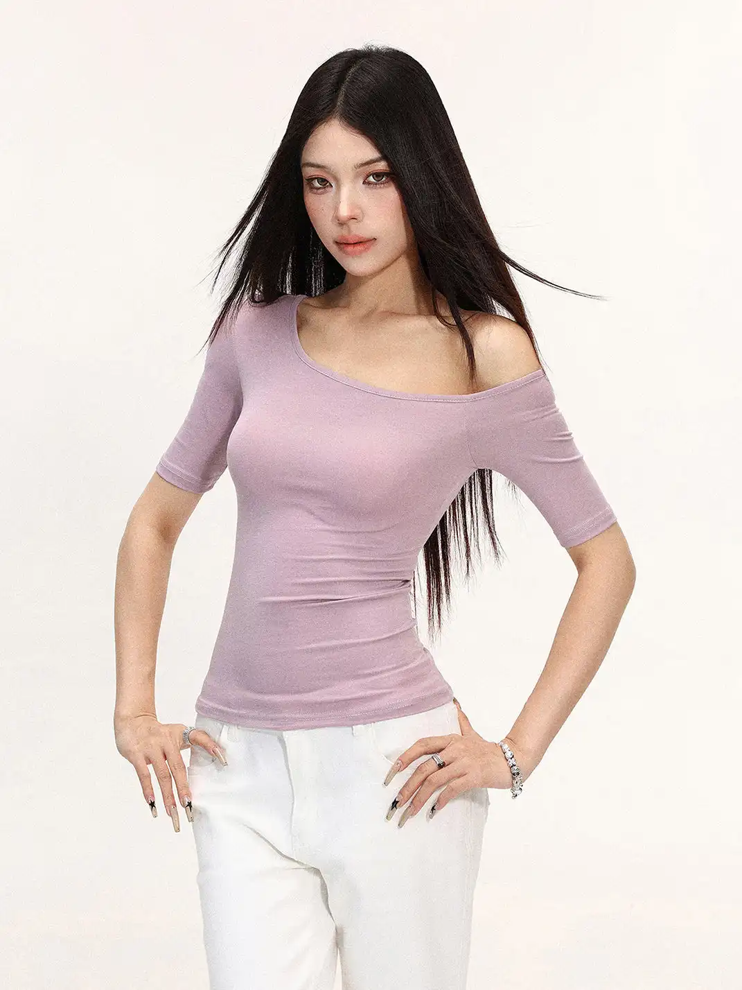 BIGGOLD | Off-Shoulder Versatile Short Sleeve T-Shirt