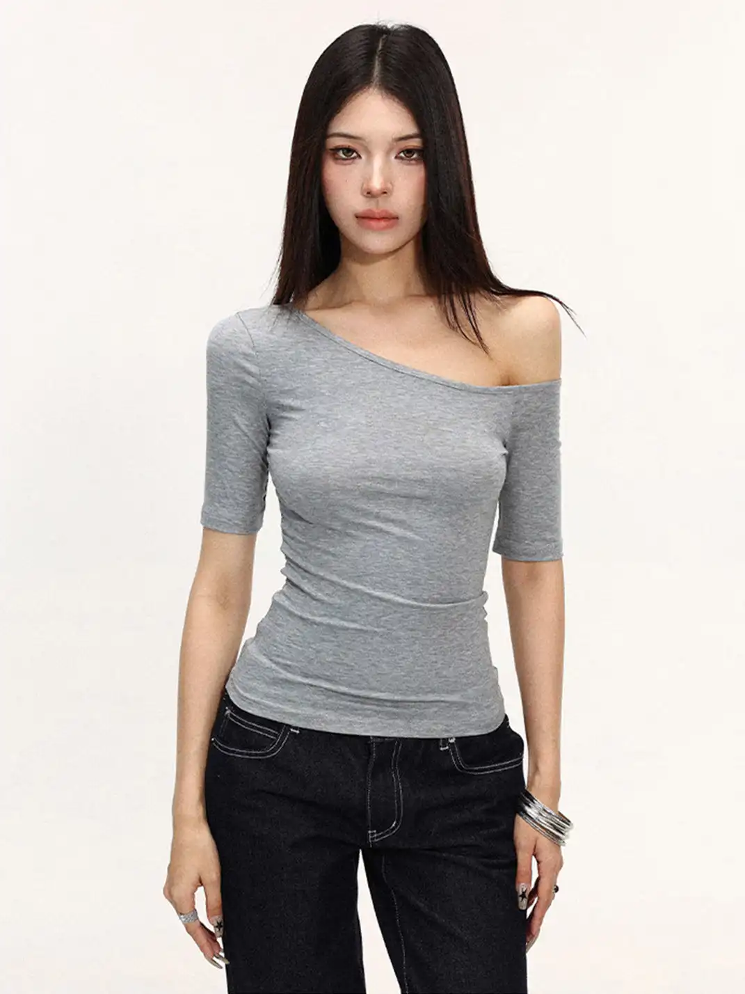BIGGOLD | Off-Shoulder Versatile Short Sleeve T-Shirt