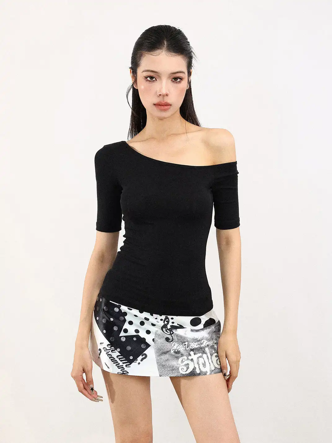 BIGGOLD | Off-Shoulder Versatile Short Sleeve T-Shirt