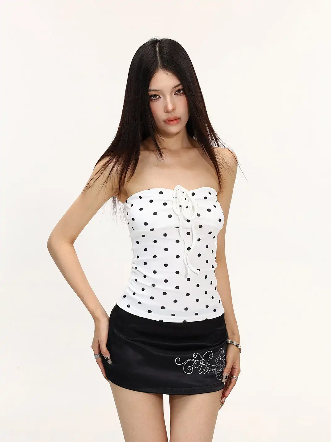BIGGOLD | Thin Sun Protection Shrug Cardigan & Polka Dot Bandeau