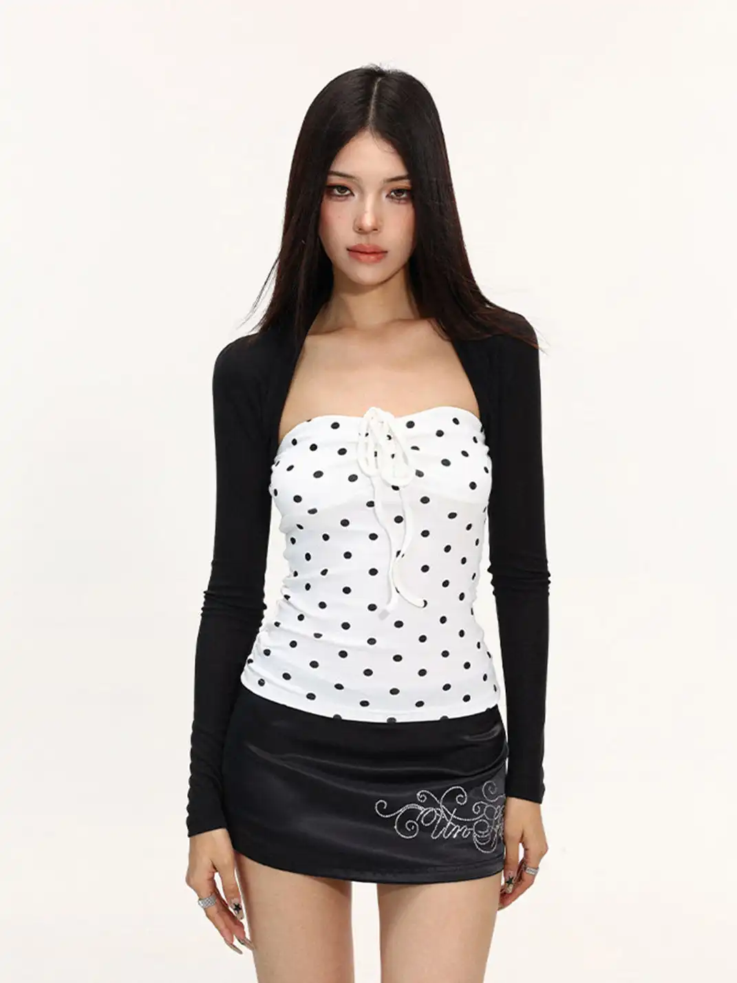 BIGGOLD | Thin Sun Protection Shrug Cardigan & Polka Dot Bandeau
