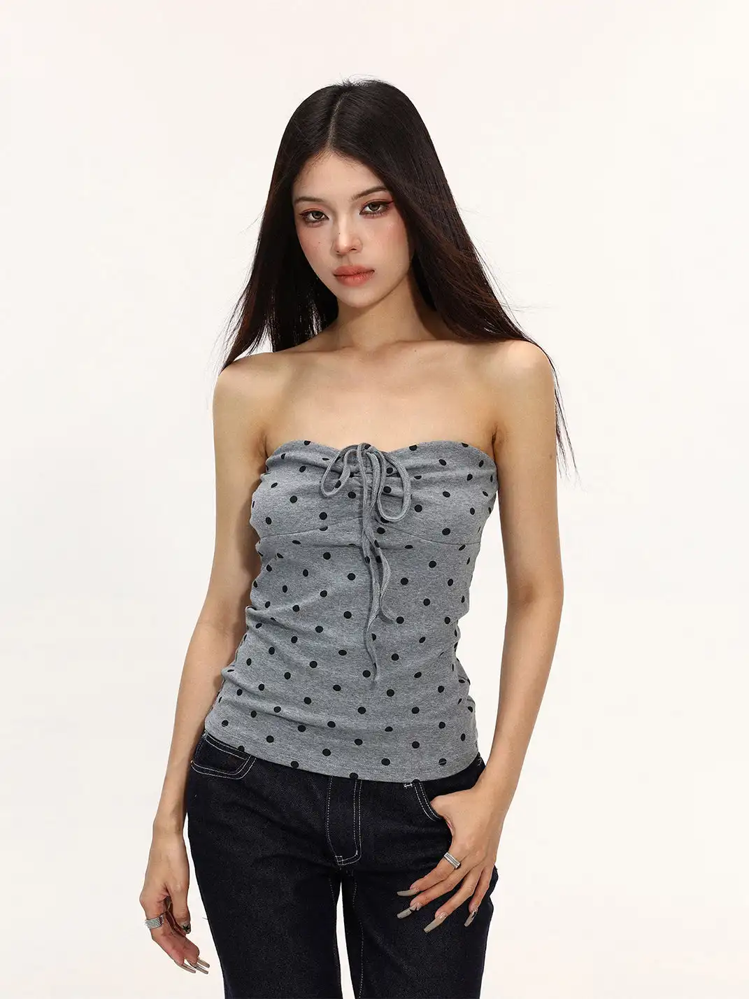 BIGGOLD | Thin Sun Protection Shrug Cardigan & Polka Dot Bandeau