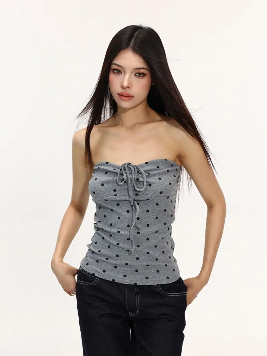 BIGGOLD | Thin Sun Protection Shrug Cardigan & Polka Dot Bandeau