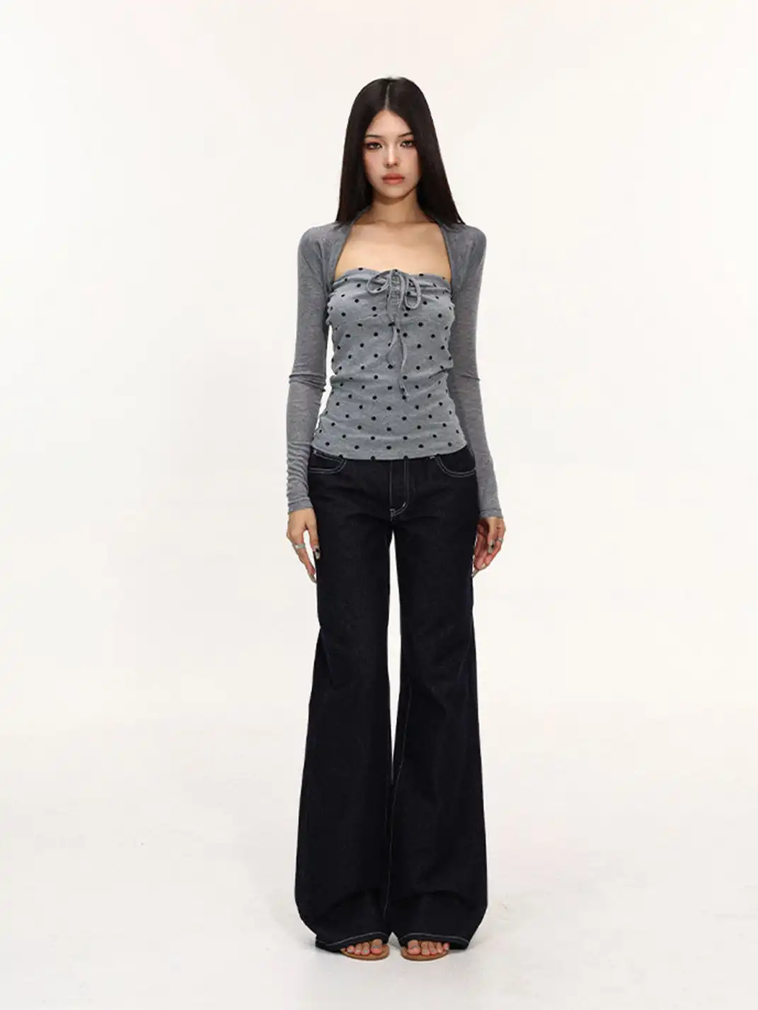 BIGGOLD | Thin Sun Protection Shrug Cardigan & Polka Dot Bandeau